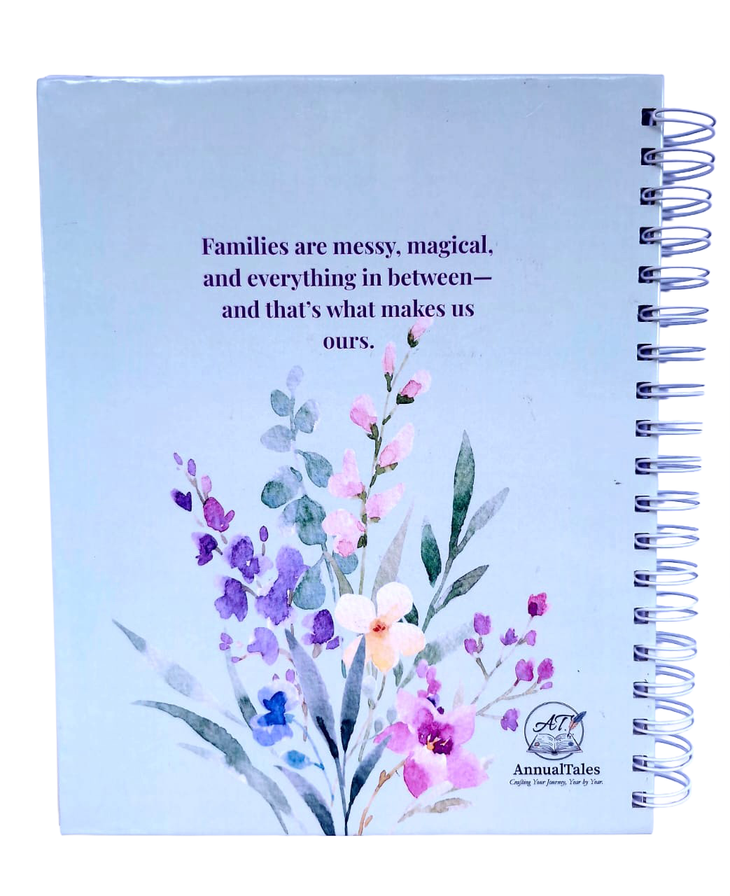 Yearbook back cover page featuring inspirational quote with floral artwork.